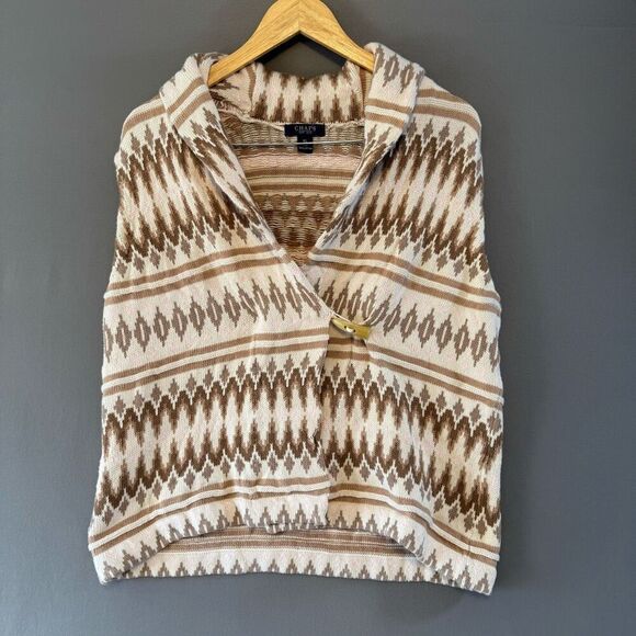 Chaps Ralph Lauren Women’s Tan Graphic Knit Sweater Vest Size XL 100% Cotton - Picture 1 of 8